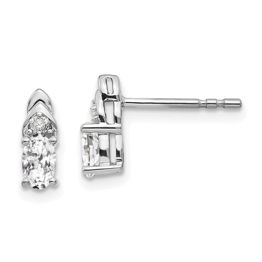 14K White Gold White Topaz and Diamond Post Earrings