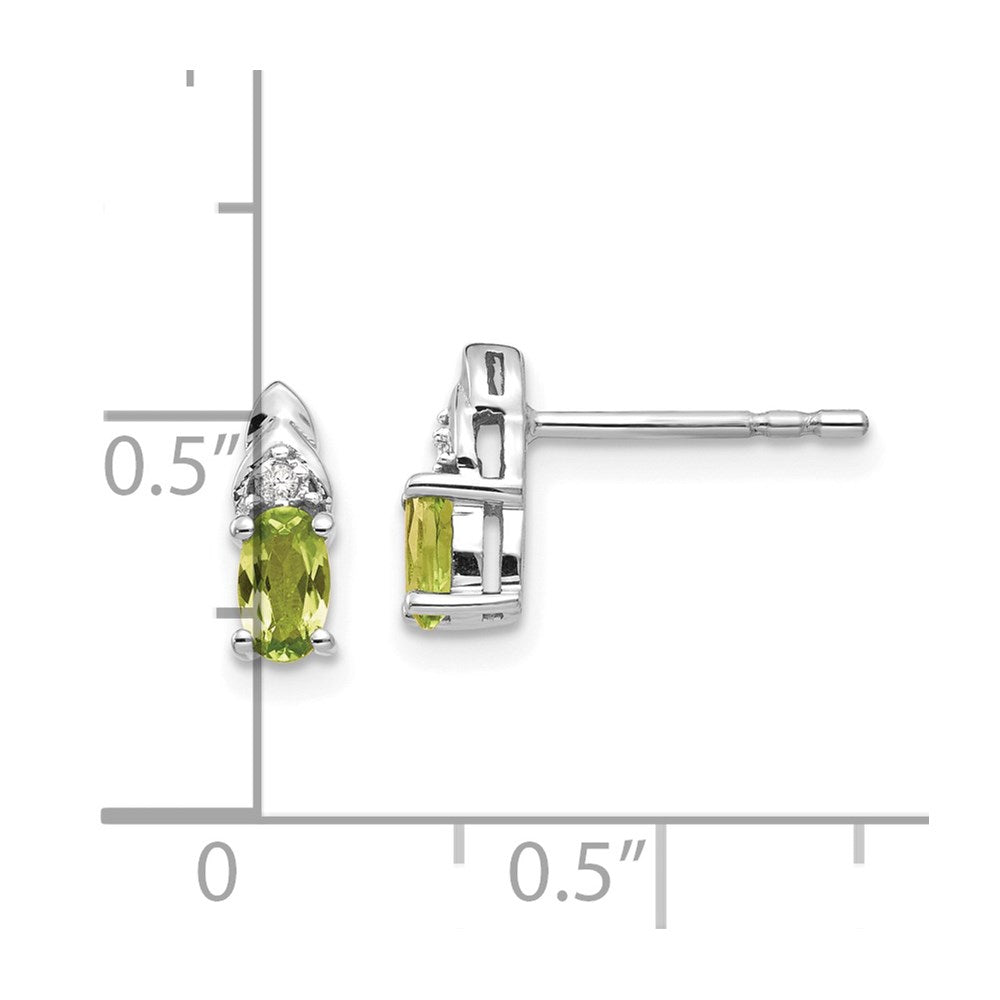 14K White Gold Peridot and Diamond Post Earrings