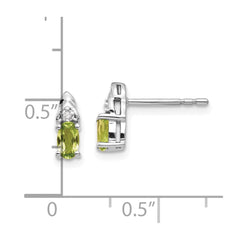 14K White Gold Peridot and Diamond Post Earrings