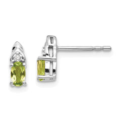 14K White Gold Peridot and Diamond Post Earrings