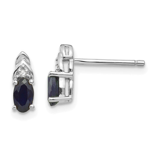 14K White Gold Sapphire and Diamond Post Earrings