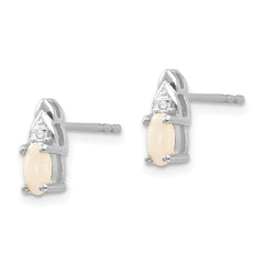 14K White Gold Opal and Diamond Post Earrings