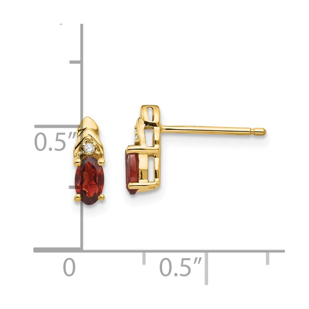 14K Yellow Gold Garnet and Diamond Earrings