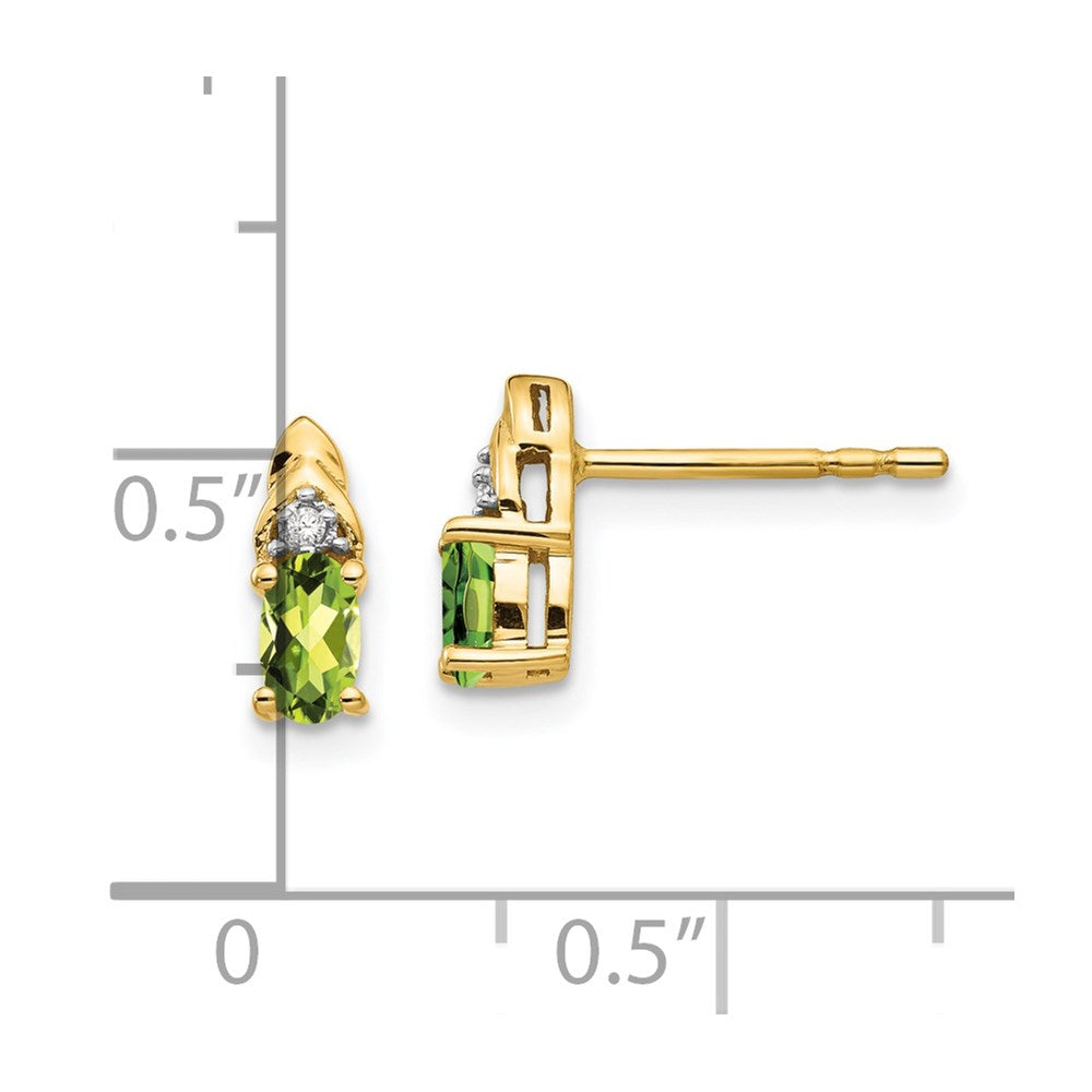 14K Yellow Gold Peridot and Diamond Earrings