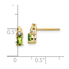 14K Yellow Gold Peridot and Diamond Earrings
