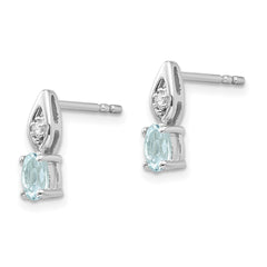 14K White Gold Aquamarine and Diamond Post Earrings