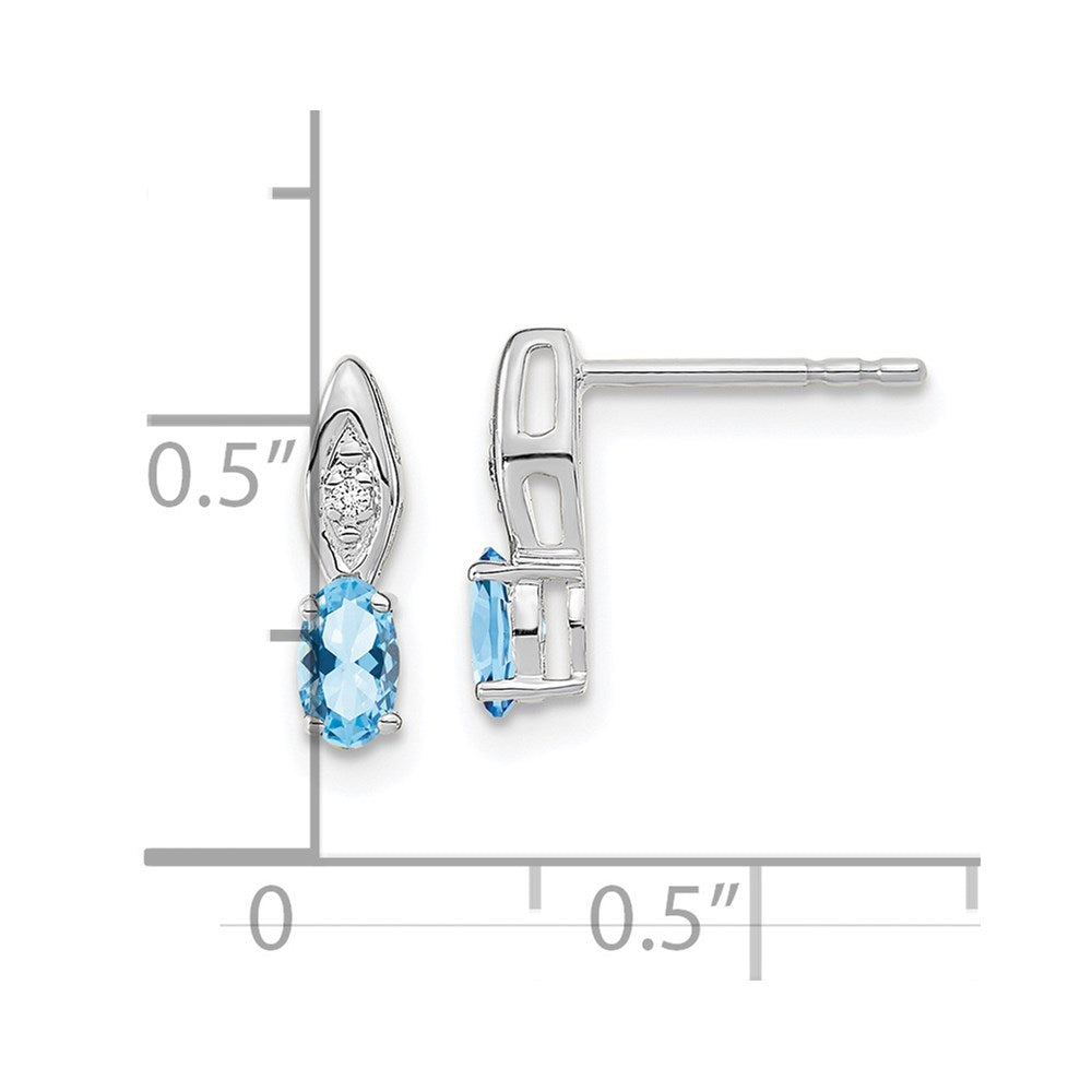 14K White Gold Aquamarine and Diamond Post Earrings