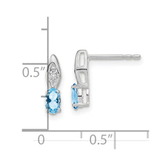 14K White Gold Aquamarine and Diamond Post Earrings