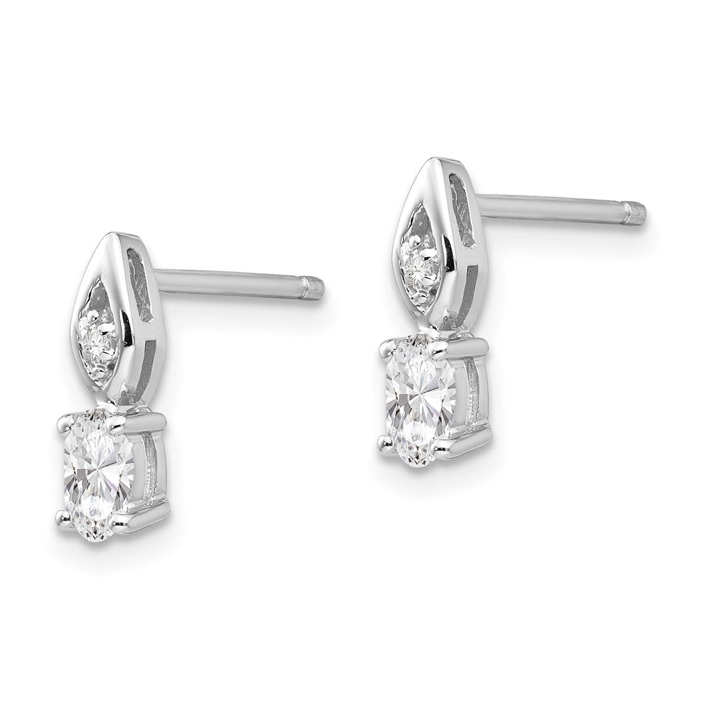 14K White Gold White Topaz and Diamond Post Earrings