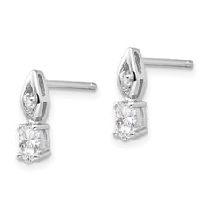 14K White Gold White Topaz and Diamond Post Earrings