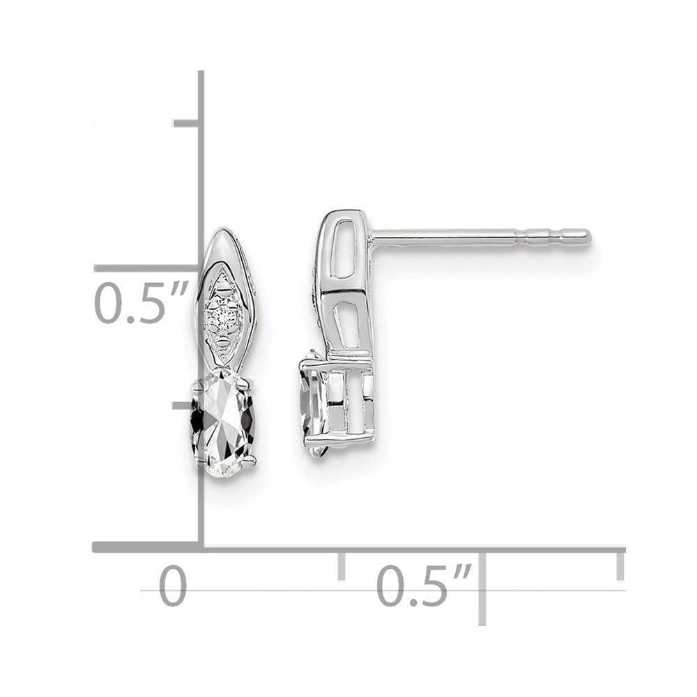 14K White Gold White Topaz and Diamond Post Earrings