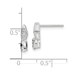 14K White Gold White Topaz and Diamond Post Earrings