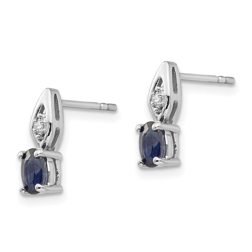 14K White Gold Sapphire and Diamond Post Earrings