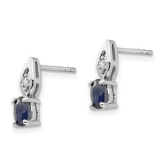 14K White Gold Sapphire and Diamond Post Earrings