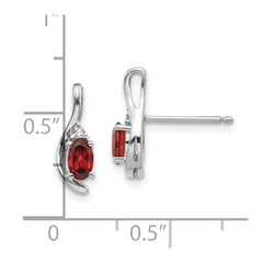 14K White Gold Garnet and Diamond Post Earrings