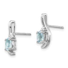 14K White Gold Aquamarine and Diamond Post Earrings