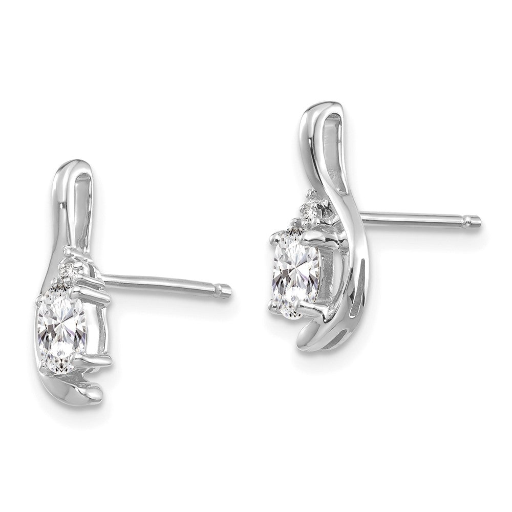 14K White Gold White Topaz and Diamond Post Earrings