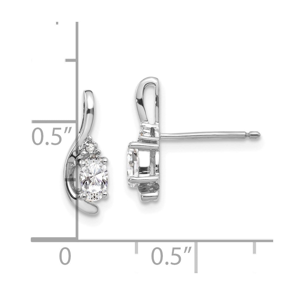 14K White Gold White Topaz and Diamond Post Earrings