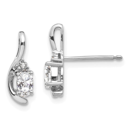 14K White Gold White Topaz and Diamond Post Earrings