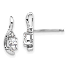 14K White Gold White Topaz and Diamond Post Earrings