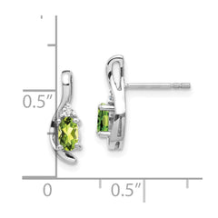 14K White Gold Peridot and Diamond Post Earrings