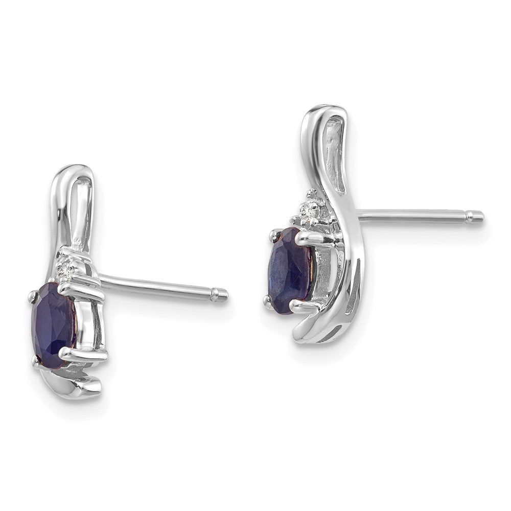 14K White Gold Sapphire and Diamond Post Earrings