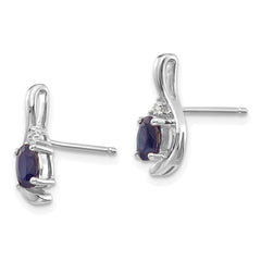 14K White Gold Sapphire and Diamond Post Earrings