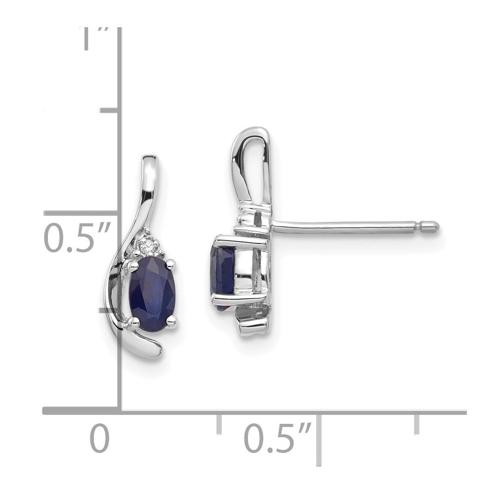 14K White Gold Sapphire and Diamond Post Earrings