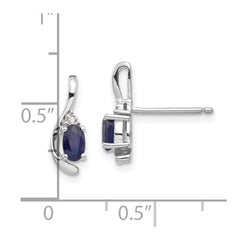 14K White Gold Sapphire and Diamond Post Earrings