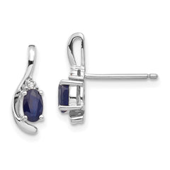 14K White Gold Sapphire and Diamond Post Earrings