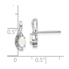 14K White Gold Opal and Diamond Post Earrings