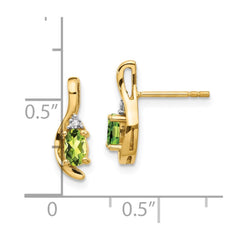 14K Yellow Gold Peridot and Diamond Post Earrings