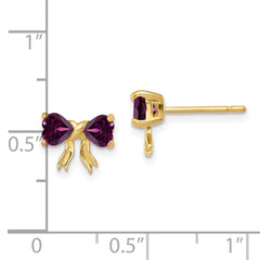 14K Yellow Gold Polished Rhodolite Bow Post Earrings