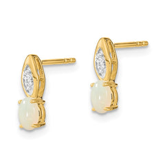 14K Yellow Gold Opal and Diamond Post Earrings