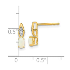 14K Yellow Gold Opal and Diamond Post Earrings