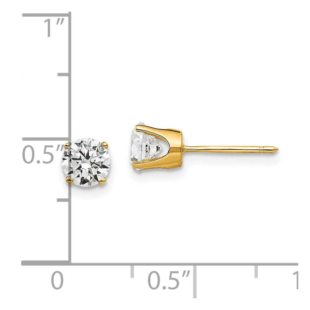 14K Yellow Gold 5mm CZ Stud Earrings