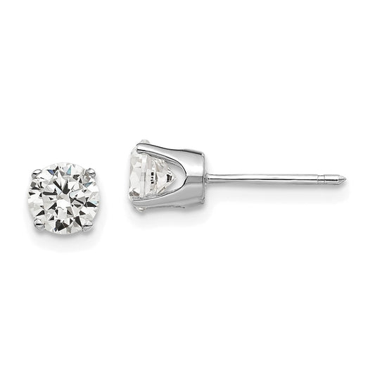 14K White Gold 5mm CZ Stud Earrings