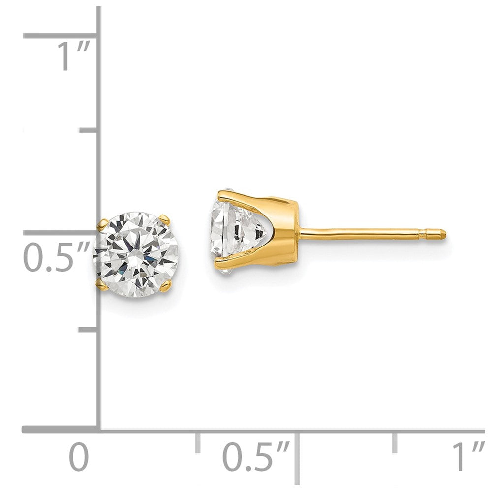 14K Yellow Gold 5.5mm CZ Stud Earrings