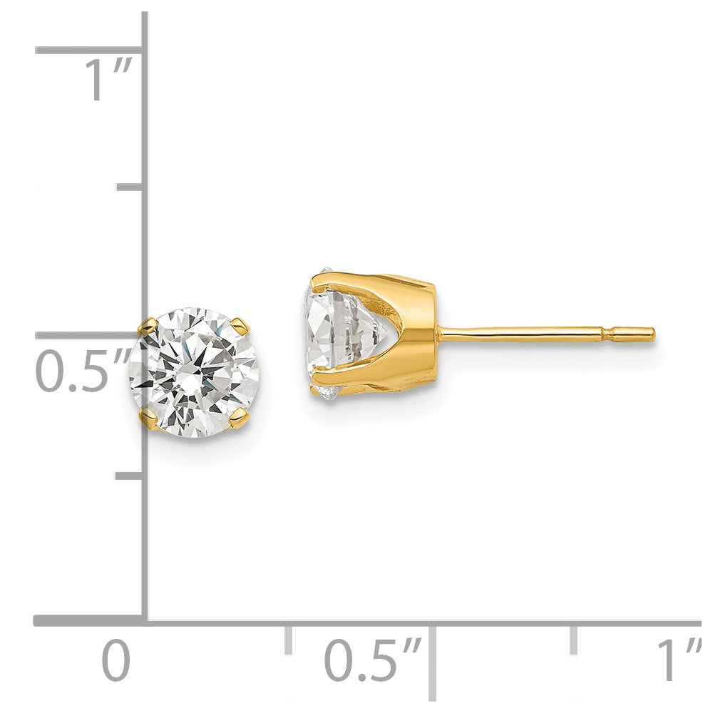 14K Yellow Gold 5.75mm CZ Stud Earrings