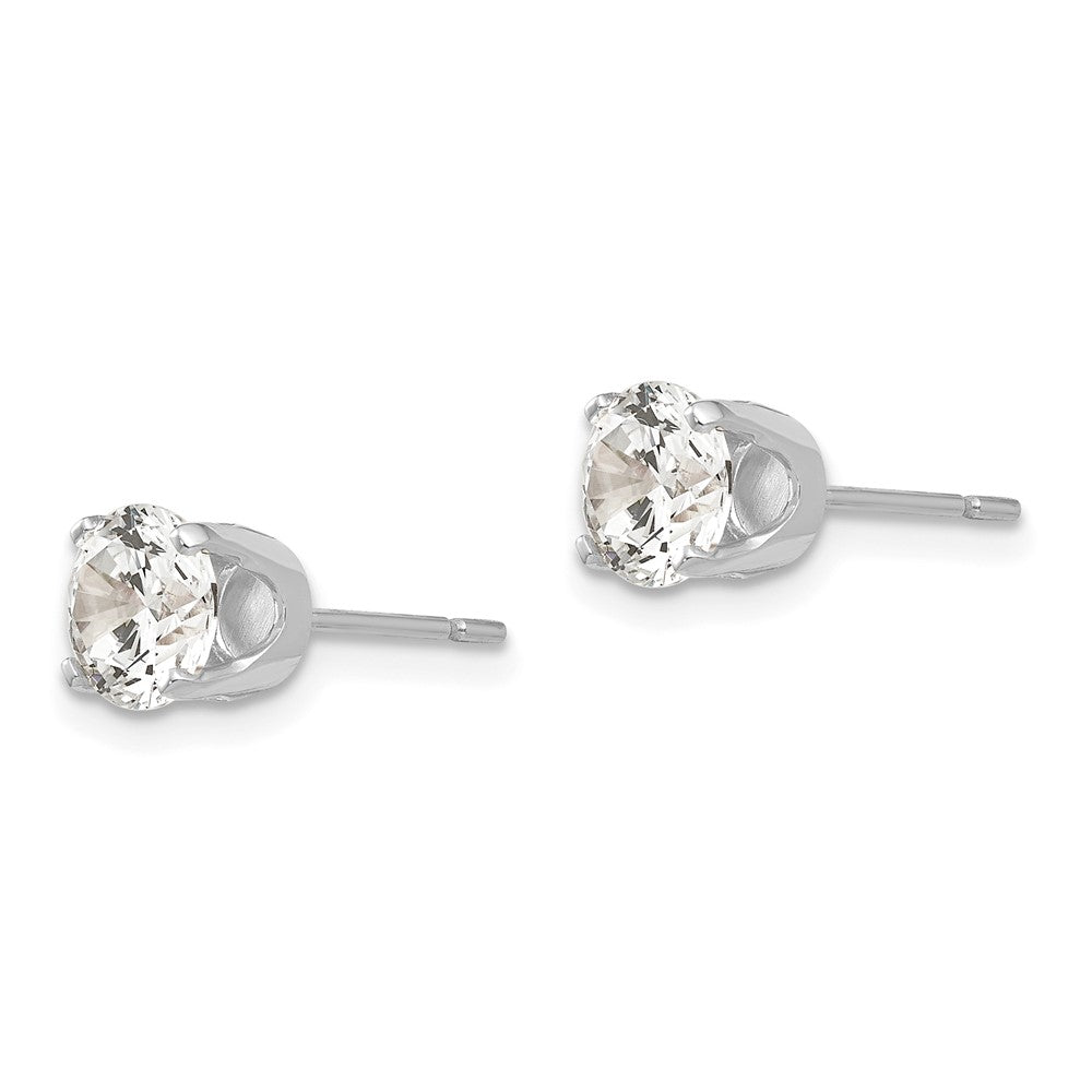 14K White Gold 5.75mm CZ Stud Earrings