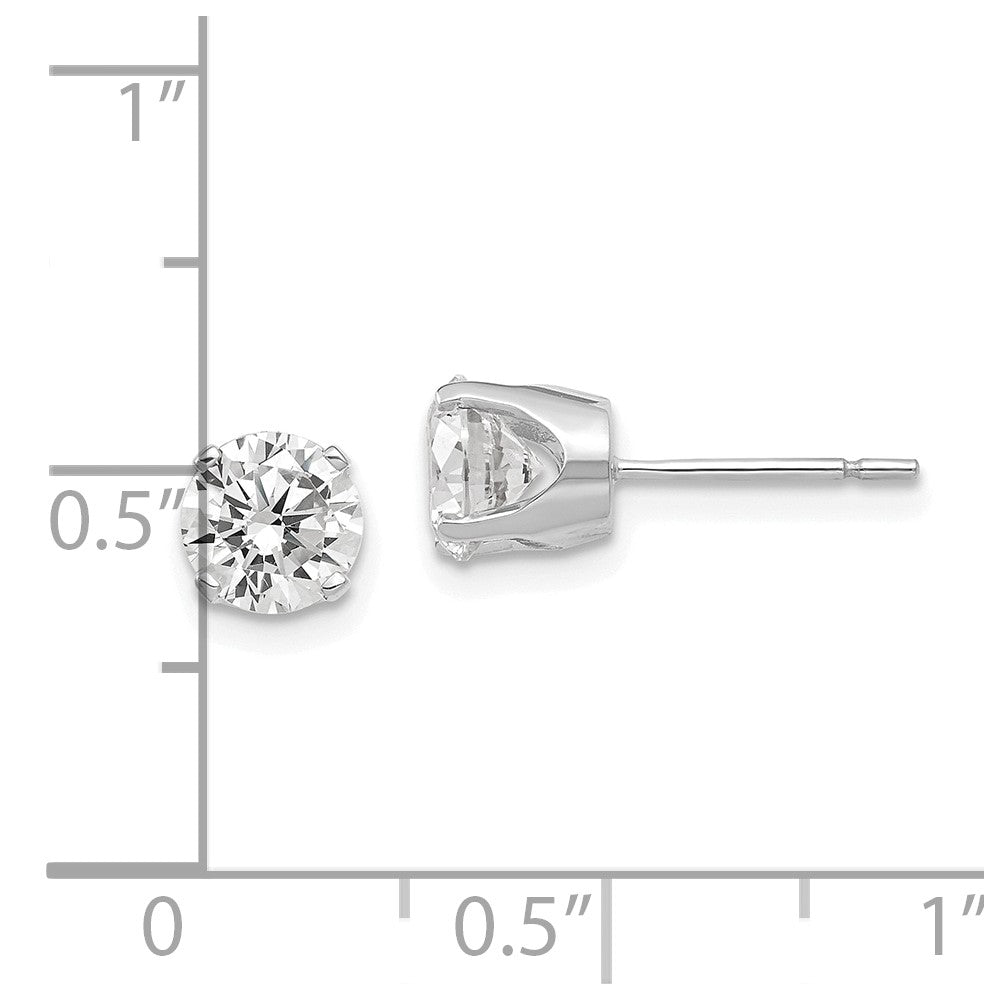 14K White Gold 5.75mm CZ Stud Earrings