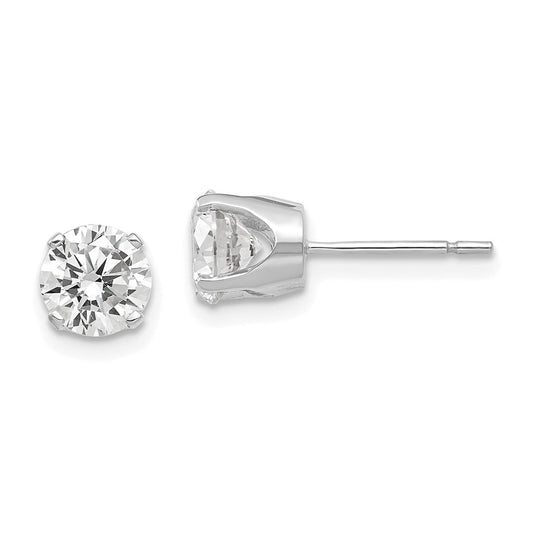 14K White Gold 5.75mm CZ Stud Earrings