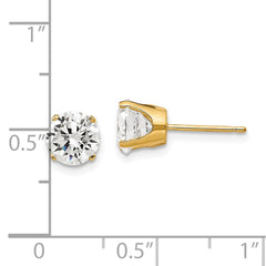 14K Yellow Gold 6.5mm CZ Stud Earrings