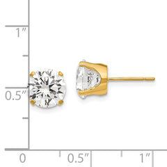 14K Yellow Gold 8mm CZ Stud Earrings