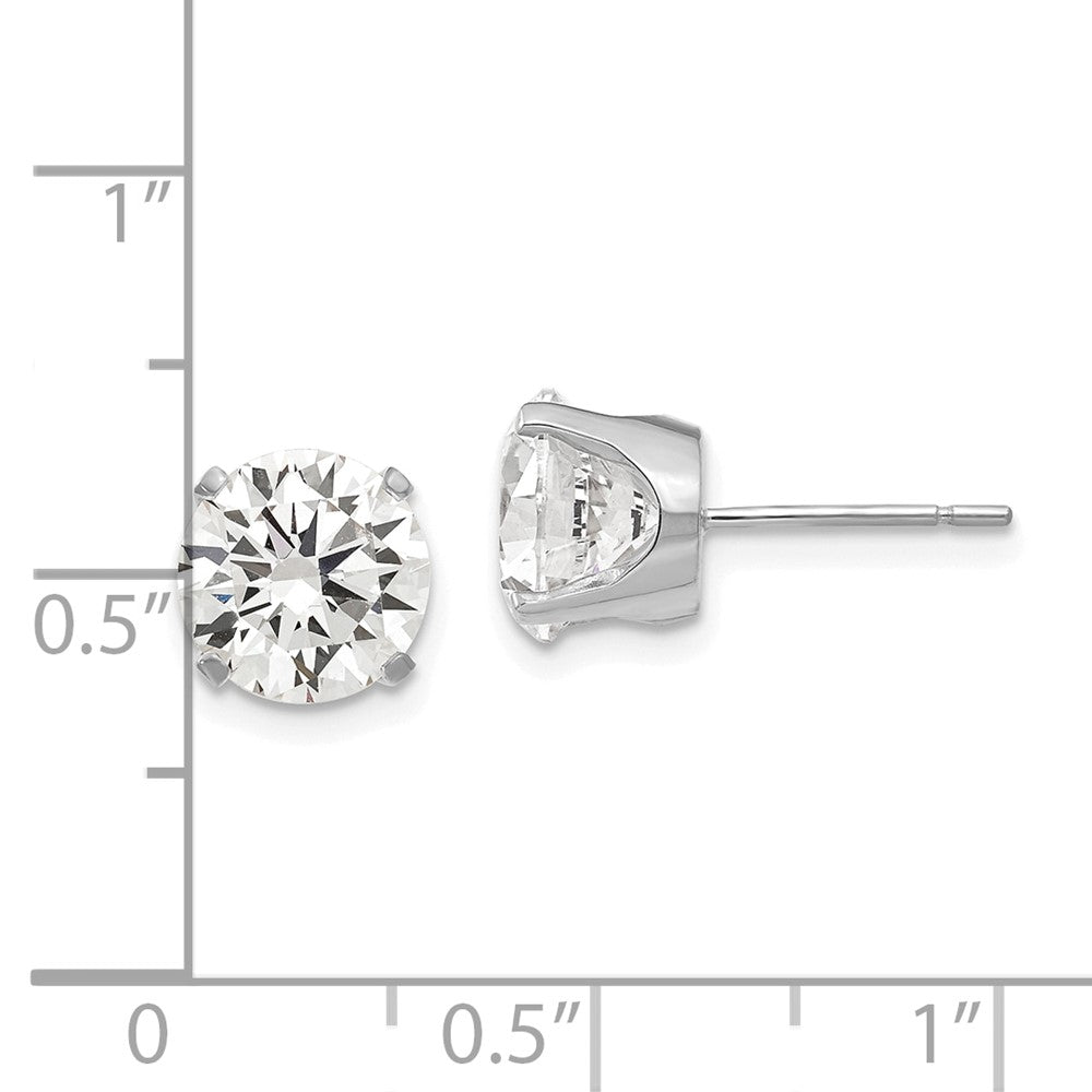 14K White Gold 8mm CZ Stud Earrings