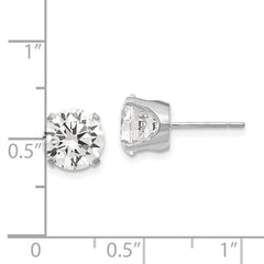 14K White Gold 8mm CZ Stud Earrings