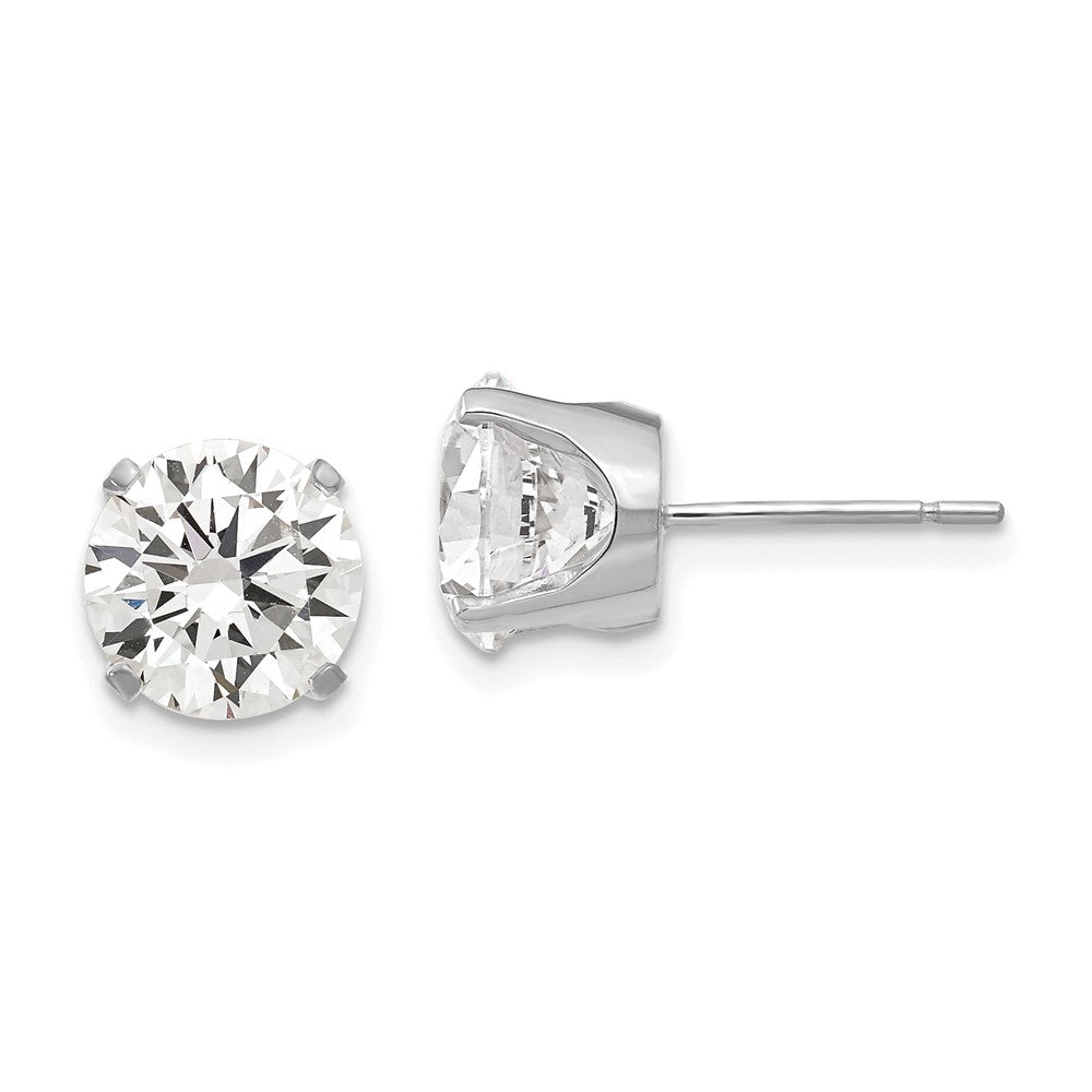 14K White Gold 8mm CZ Stud Earrings
