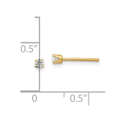 14K Yellow Gold 2.25mm CZ Stud Earrings