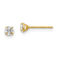14K Yellow Gold 3mm Round CZ Post Earrings
