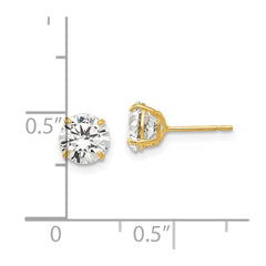 14K Yellow Gold 6mm Round CZ Post Earrings